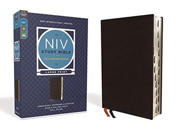 portada Niv Study Bible, Fully Revised Edition, Large Print, Bonded Leather, Black, red Letter, Thumb Indexed, Comfort Print 
