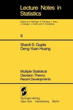 portada multiple statistical decision theory: recent developments