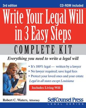 portada write your legal will in 3 easy steps [with cdrom] (en Inglés)