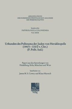 portada Urkunden Des Politeuma Der Juden Von Herakleopolis (144/3-133/2 V. Chr.) (P. Polit. Iud.)