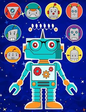 portada Robots Sticker Album 2 For Boys: 100 Plus Pages For PERMANENT Sticker Collection, Activity Book For Boys - 8.5 by 11