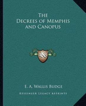 portada the decrees of memphis and canopus (en Inglés)