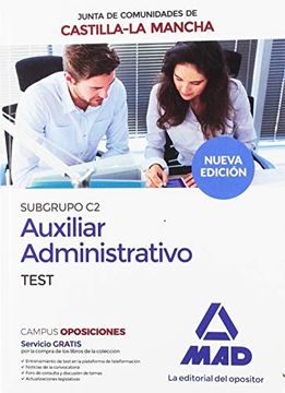 portada Cuerpo Auxiliar Administrativo (Subgrupo c2) de la Junta de Comunidades de Castilla-La Mancha. Test