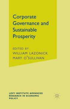 portada Corporate Governance and Sustainable Prosperity (en Inglés)