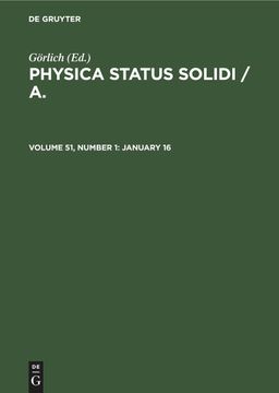 portada Physica Status Solidi / a. , Volume 51, Number 1, January 16 (en Inglés)