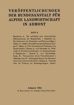 portada Veröffentlichungen Der Bundesanstalt Für Alpine Landwirtschaft in Admont (in German)