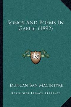 portada songs and poems in gaelic (1892) (in English)