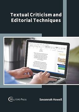 portada Textual Criticism and Editorial Techniques (in English)