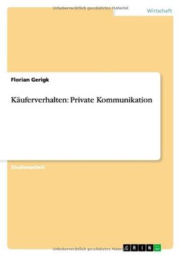 portada Käuferverhalten: Private Kommunikation (German Edition)