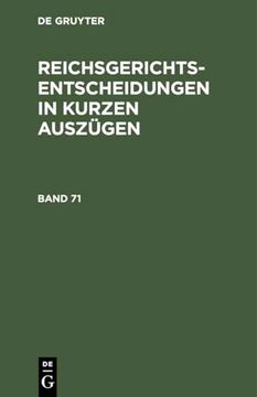 portada Reichsgerichts-Entscheidungen in Kurzen Auszügen / Strafsachen. Band 71 (en Alemán)