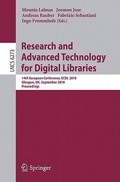 portada research and advanced technology for digital libraries: 14th european conference, ecdl 2010, glasgow, uk, september 6-10, 2010, proceedings (en Inglés)
