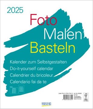 portada Foto-Malen-Basteln Bastelkalender Weiß Groß 2025: Fotokalender zum Selbstgestalten. Do-It-Yourself Kalender mit Festem Fotokarton. Format: 30 x 35 cm