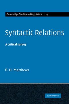 portada Syntactic Relations Hardback: A Critical Survey (Cambridge Studies in Linguistics) (en Inglés)