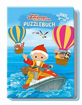 portada Unser Sandmännchen und Seine Freunde Puzzlebuch: Mit Glitzercover, 4 Puzzle 24-Teilig (en Alemán)