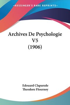 portada Archives De Psychologie V5 (1906) (en Francés)