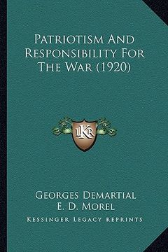 portada patriotism and responsibility for the war (1920) (in English)