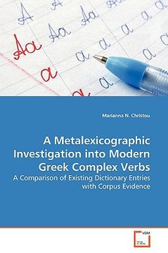 portada a metalexicographic investigation into modern greek complex verbs