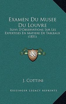 portada Examen Du Musee Du Louvre: Suivi D'Observations Sur Les Expertises En Matiere De Tableaux (1851) (en Francés)
