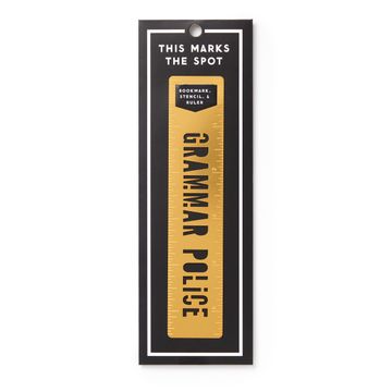 portada Brass Monkey Grammar Police – Metal Bookmark Stencil With Matte Gold Plated Finish for Reading Measuring and Stenciling