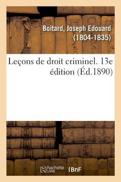 portada Leçons de Droit Criminel. 13e Édition (in French)