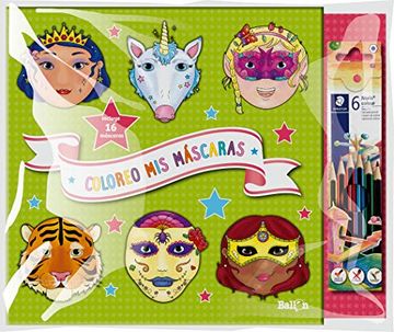 portada Coloreo mis Máscaras - Verde + Lápices (Coloreo mis Máscaras + 6 Lápices Staedtler) (in Spanish)