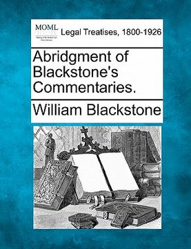 portada abridgment of blackstone's commentaries. (in English)