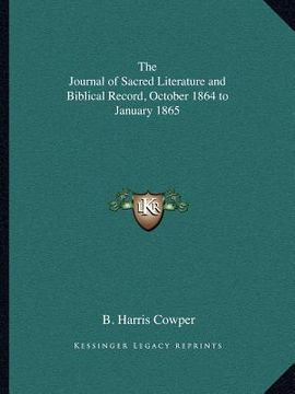 portada the journal of sacred literature and biblical record, october 1864 to january 1865 (en Inglés)