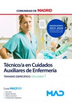 portada Tecnico/A en Cuidados Auxiliares de Enfermeria de la Comunidad Autonoma de Madrid. Temario Especifico Vol. 1