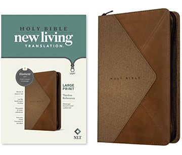 portada Nlt Large Print Thinline Reference Zipper Bible, Filament Enabled Edition (Red Letter, Leatherlike, Messenger Stone & Camel ) (en Inglés)