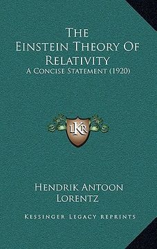 portada the einstein theory of relativity: a concise statement (1920)