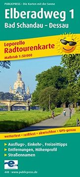 portada Radwanderkarte Elberadweg 1, bad Schandau - Dessau: Mit Ausflugszielen, Einkehr- & Freizeittipps, we (en Alemán)