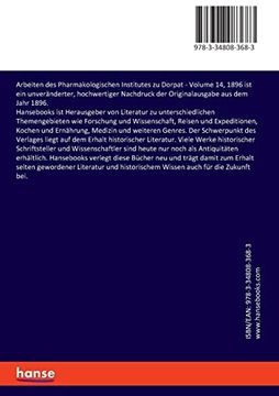 portada Arbeiten des Pharmakologischen Institutes zu Dorpat: Volume 14, 1896 (in German)