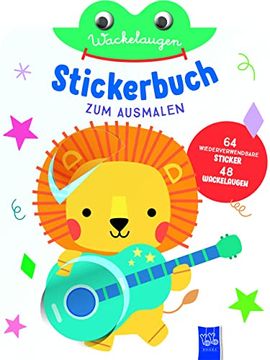 portada Wackelaugen Stickerbuch zum Ausmalen (Cover Löwe): Einband mit Löwe (en Alemán)