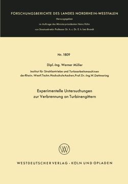 portada Experimentelle Untersuchungen zur Verbrennung an Turbinengittern (Forschungsberichte des Landes Nordrhein-Westfalen) (German Edition)