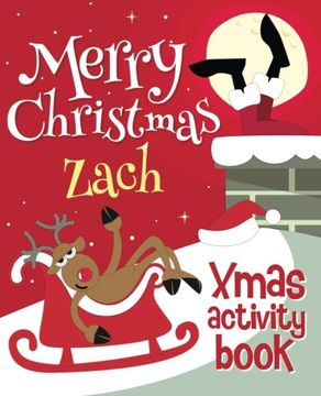 portada Merry Christmas Zach - Xmas Activity Book: (Personalized Children's Activity Book)