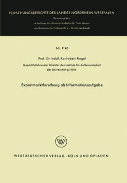 portada Exportmarktforschung als Informationsaufgabe (Forschungsberichte des Landes Nordrhein-Westfalen) (German Edition)