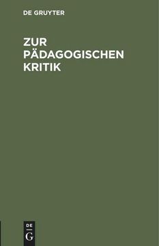 portada Zur Pädagogischen Kritik (en Alemán)