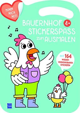 portada Bauernhof Stickerspaß zum Ausmalen 4+ (Cover Blau, Henne): 4+ Blaue Einband (in German)