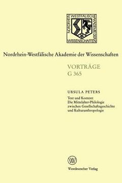 portada Text Und Kontext: Die Mittelalter-Philologie Zwischen Gesellschftsgeschichte Und Kulturanthropologie (en Alemán)