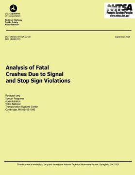 portada Analysis of Fatal Crashes Due to Signal and Stop Sign Violations (en Inglés)