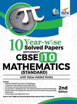 portada 10 YEAR-WISE Solved Papers (2013 - 2022) for CBSE Class 10 Mathematics (Standard) with Value Added Notes 2nd Edition (en Inglés)