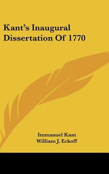 portada kant's inaugural dissertation of 1770 (in English)