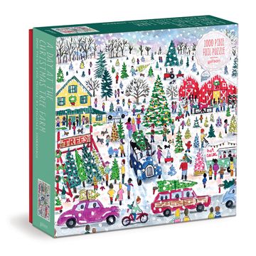 portada Michael Storrings Christmas Tree Farm 1000 Piece Foil Puzzle From Galison - 20" x 20" Holiday Puzzle Featuring Beautiful Illustrations, Thick and Sturdy Pieces, Makes a Wonderful Gift!