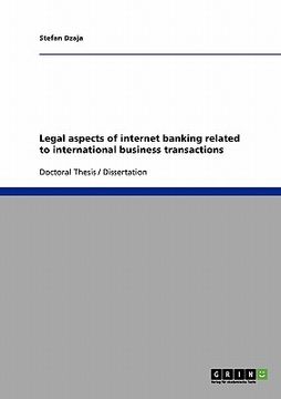 portada legal aspects of internet banking related to international business transactions