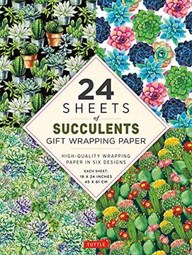 portada 24 Sheets of Succulents Gift Wrapping Paper: High-Quality 18 x 24" (45 x 61 cm) Wrapping Paper (en Inglés)