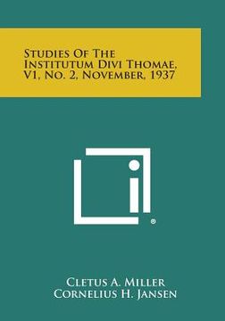 portada Studies of the Institutum Divi Thomae, V1, No. 2, November, 1937