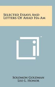 portada selected essays and letters of ahad ha-am (en Inglés)
