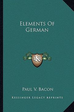 portada elements of german (en Inglés)