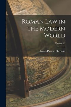 portada Roman Law in the Modern World; Volume III (en Inglés)