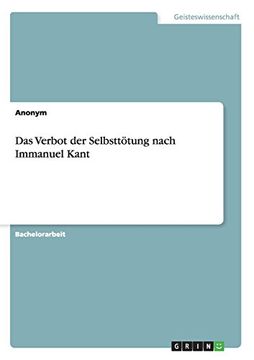 portada Das Verbot der Selbsttötung nach Immanuel Kant (German Edition)